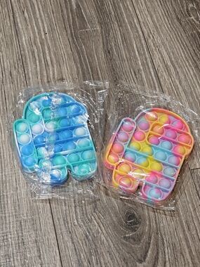 Pop It Among us Fidget Toy - Blue & Rainbow 2 pcs